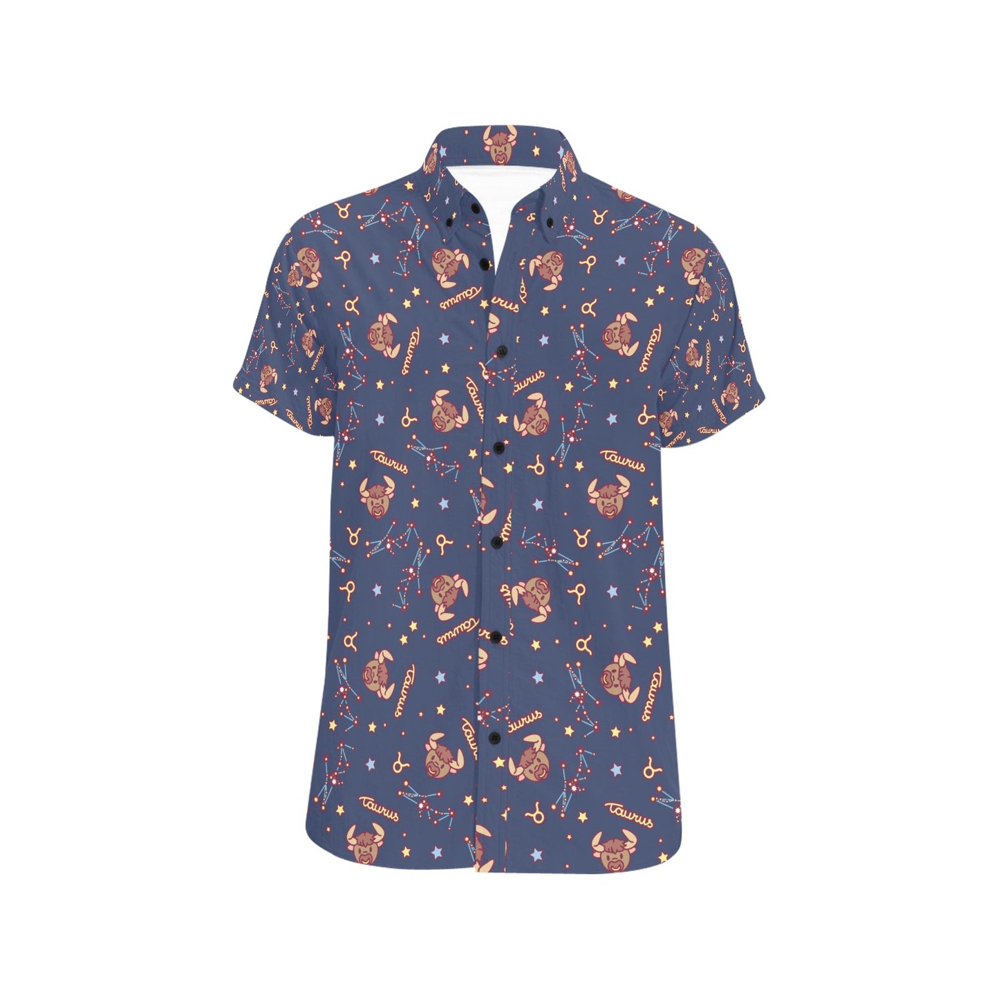 Taurus Print Design LKS304 Men Short Sleeve Button Up Shirt