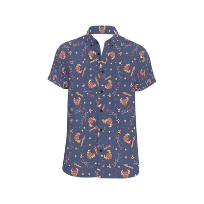 Taurus Print Design LKS304 Men Short Sleeve Button Up Shirt