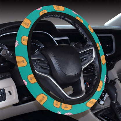 Ukulele Print Design LKS403 Steering Wheel Cover with Elastic Edge