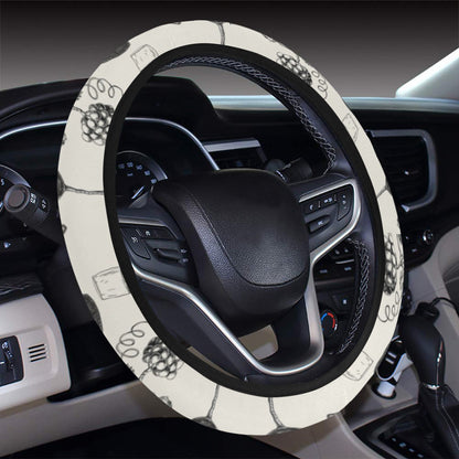 Wine Themed Print Design LKS306 Steering Wheel Cover with Elastic Edge