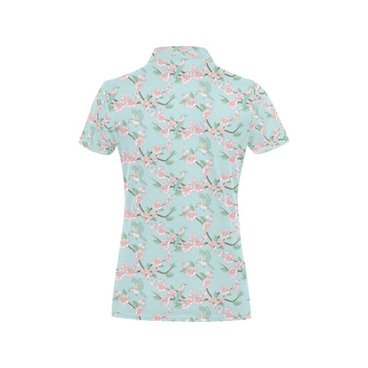 Cherry Blossom Pattern Print Design 02 Women's Polo Shirt