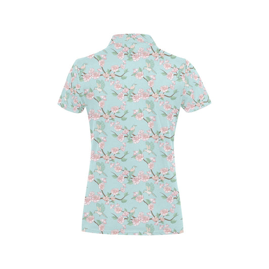 Cherry Blossom Pattern Print Design 02 Women's Polo Shirt