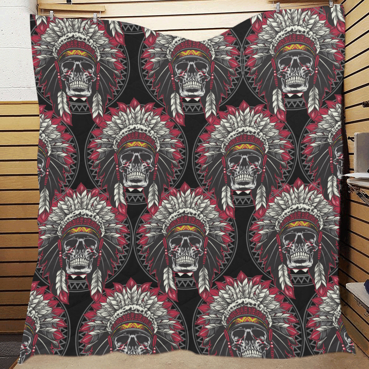 Native Indian Skull Premium Quilt