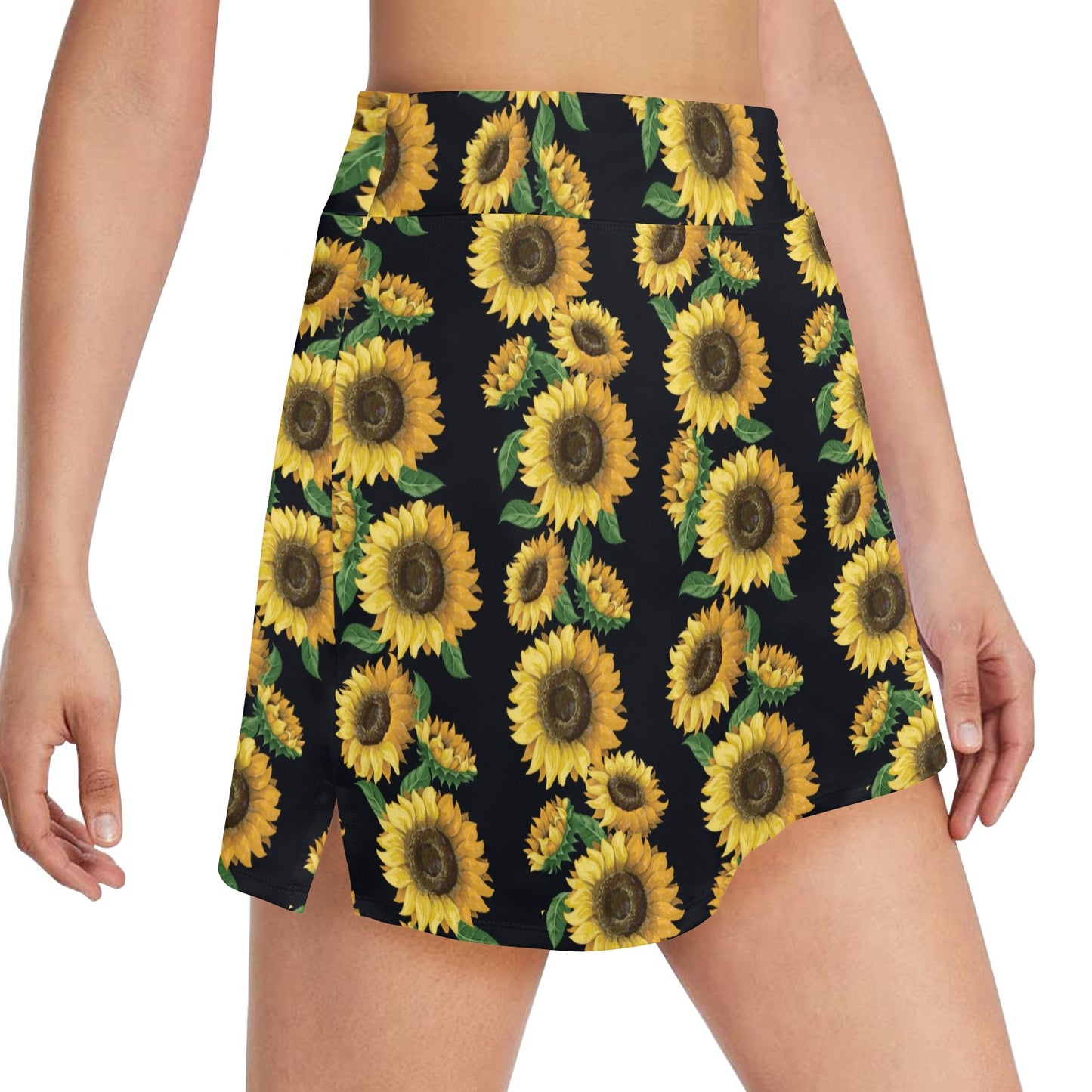 Sunflower Print Design LKS306 17" Golf & Pickleball Skort with Pockets