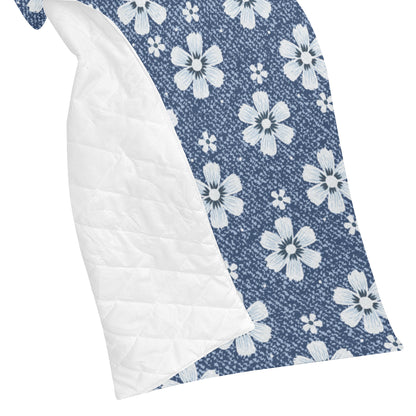 Jean Flower Pattern Print Design 03 Premium Quilt