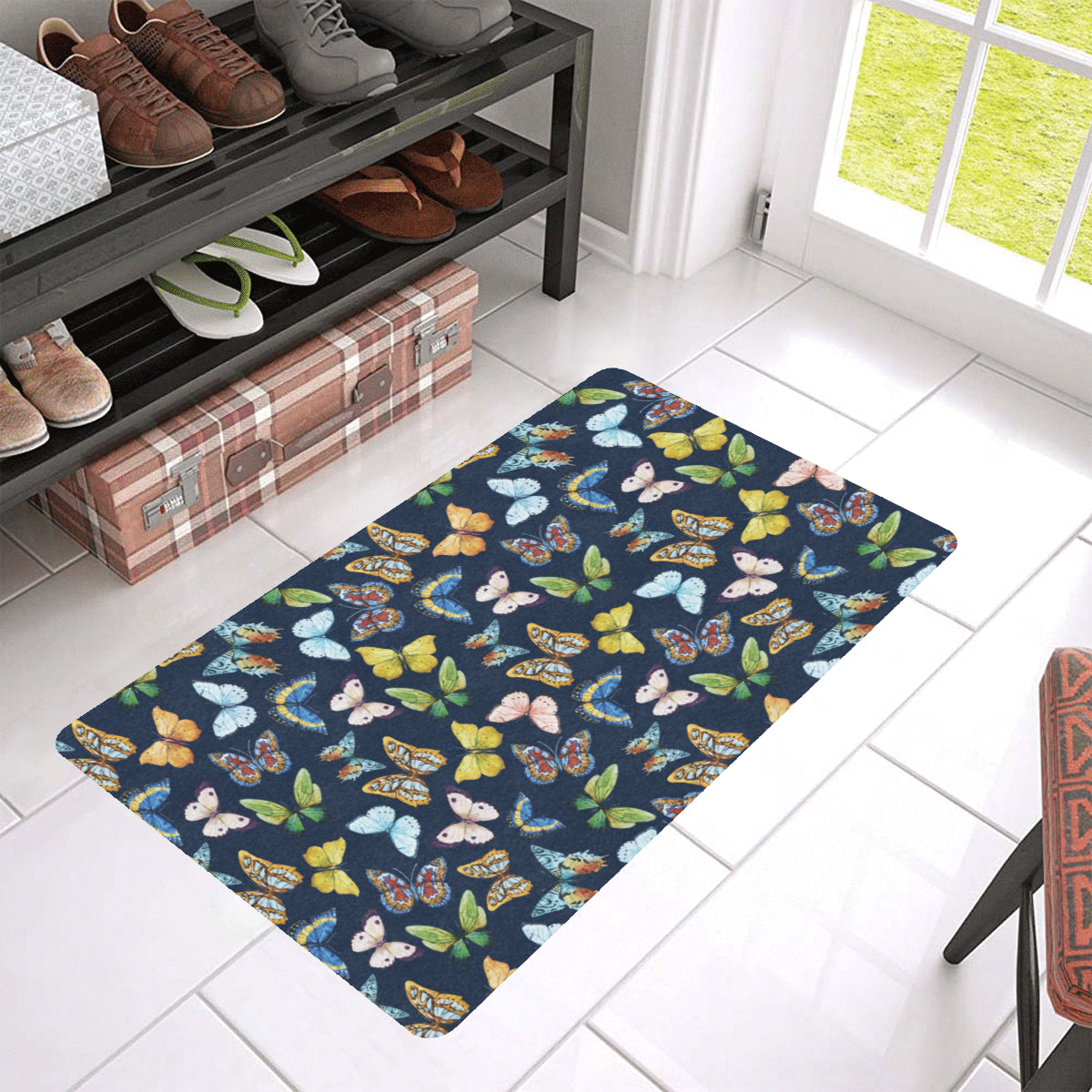 Butterfly Beautiful Print Pattern Rubber Doormat