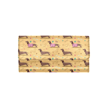 Dachshund Pattern Print Design 07 Women's Trifold Wallet
