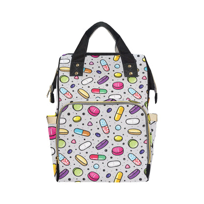 Pill Pattern Print Design A04 Diaper Bag Backpack