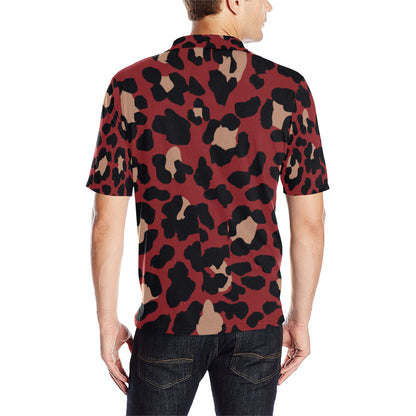 Cheetah Red Print Pattern Men Polo Shirt