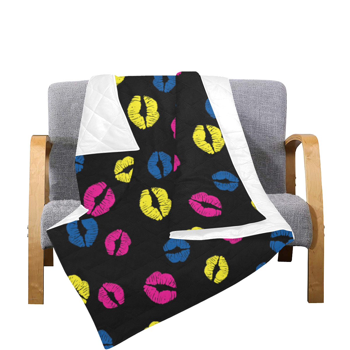 Lip Neon Color Pattern Print Design 01 Premium Quilt