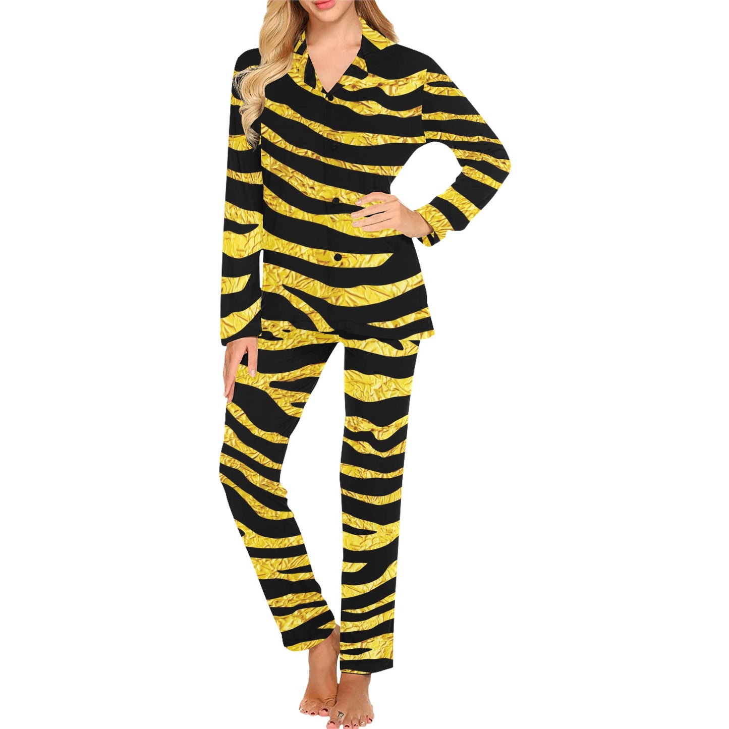 zebra Gold Women's Long Pajama Set