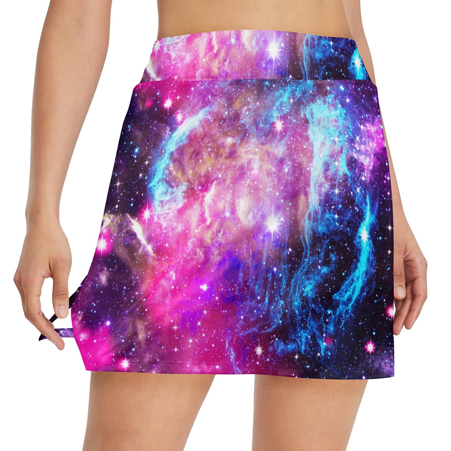 Galaxy Night Purple Space Print 17" Golf & Pickleball Skort with Pockets
