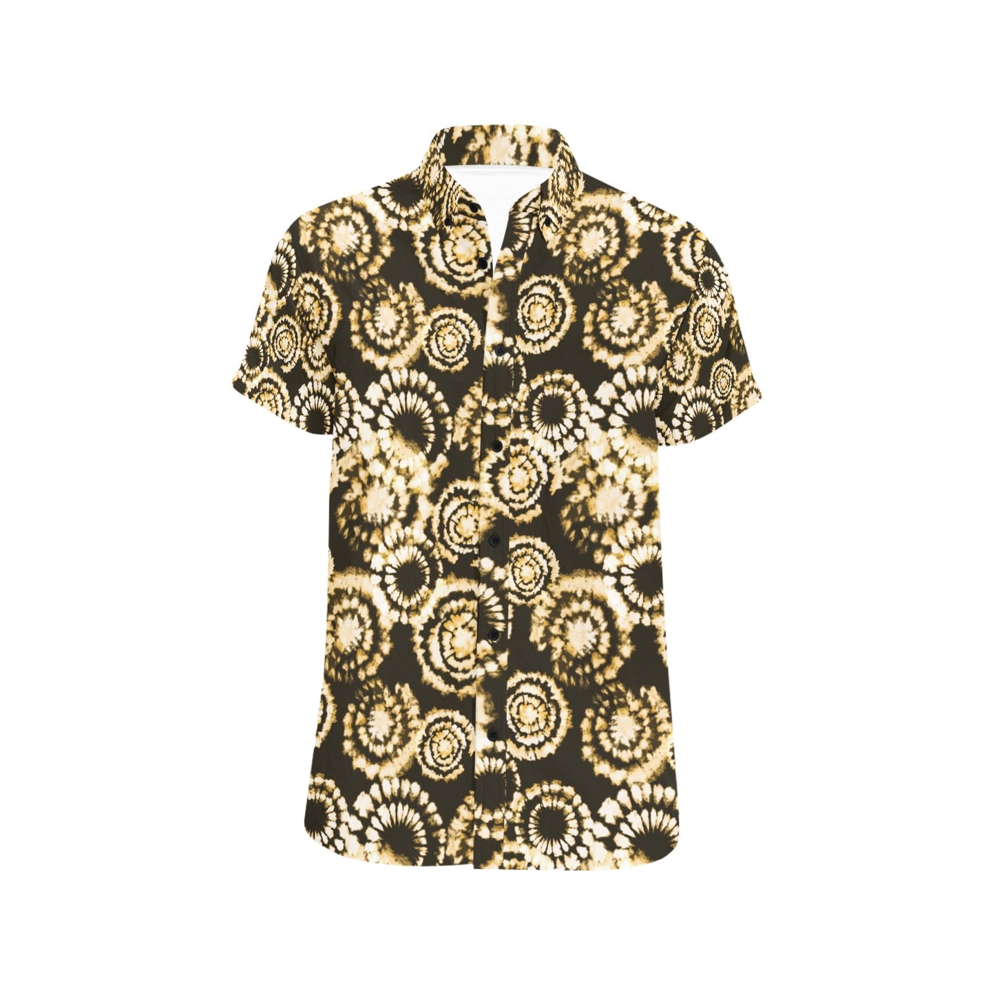 Tie Dye Print Design LKS307 Men Short Sleeve Button Up Shirt