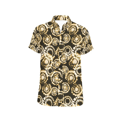 Tie Dye Print Design LKS307 Men Short Sleeve Button Up Shirt