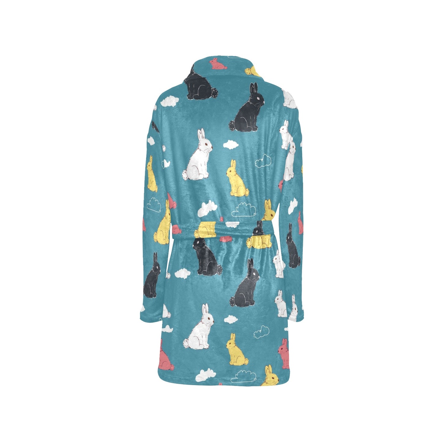 Rabbit Pattern Print Design RB014 Women's Fleece Robe