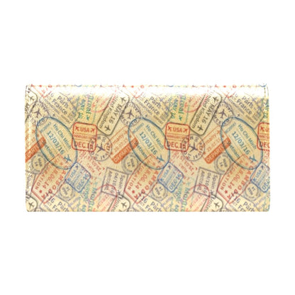 Travel Stamp Print Design LKS302 Women's Trifold Wallet
