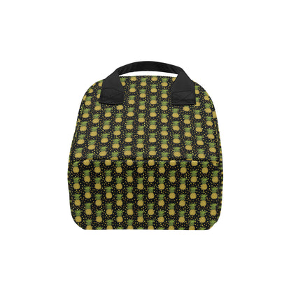Pineapple Gold Dot Themed Print Insulated Lunch Bag