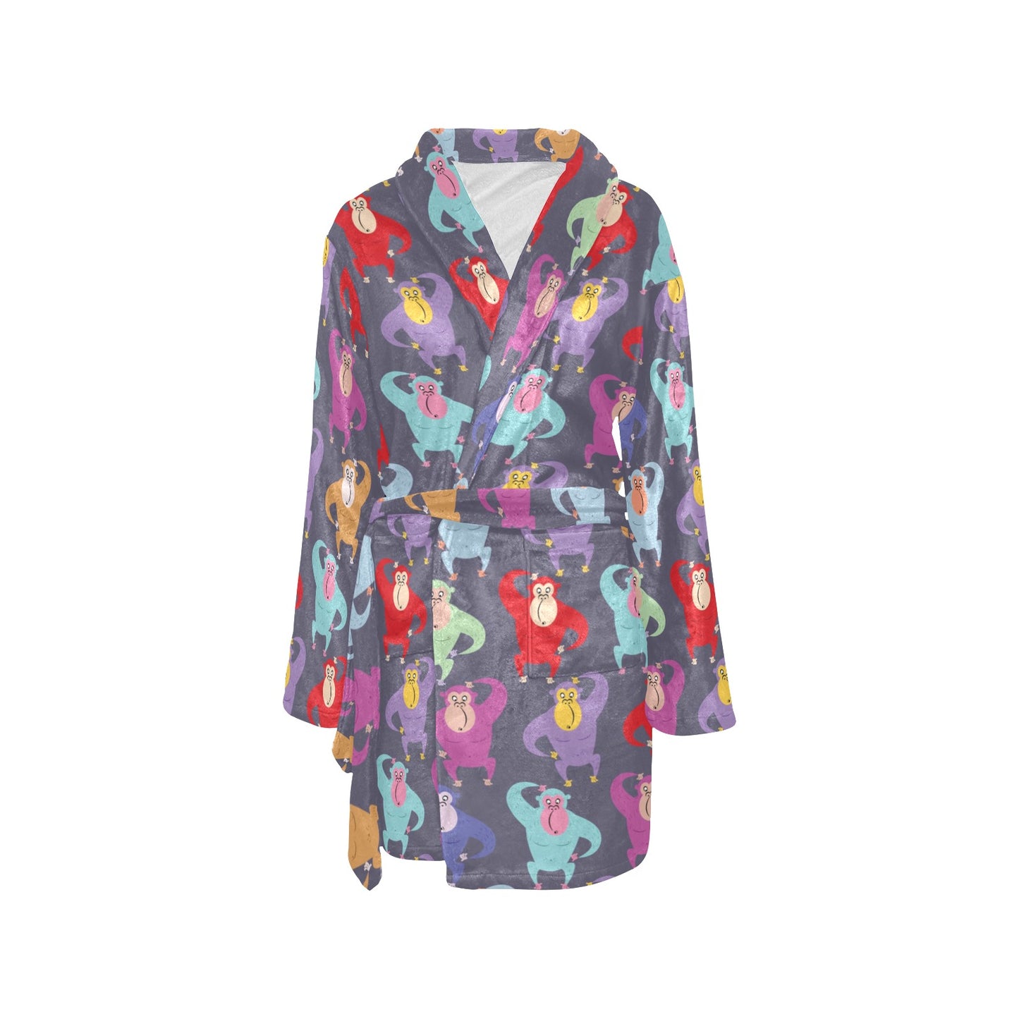 Chimpanzee Pattern Print Design 03 Women's Fleece Robe