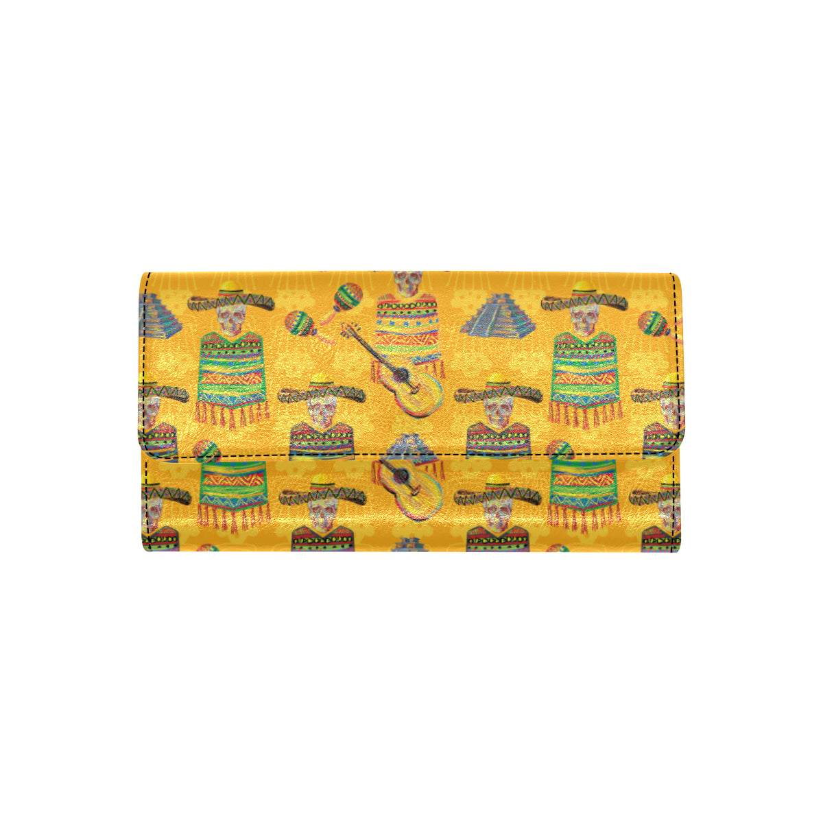 Maracas Mexican Style Pattern Print Design 02 Women's Trifold Wallet