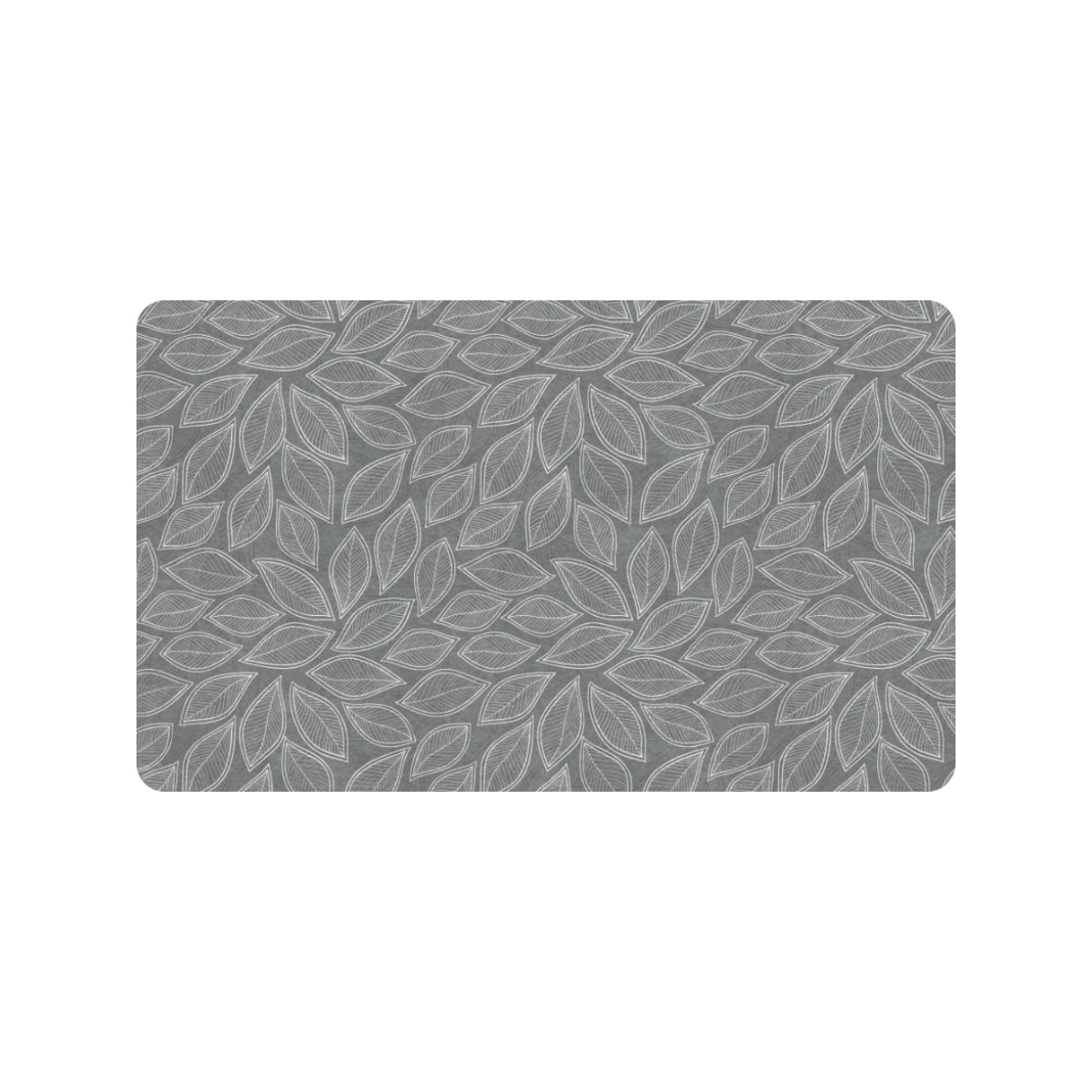 Elm Leave Grey Print Pattern Rubber Doormat
