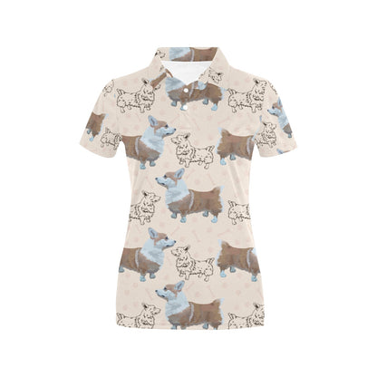 Pembroke Welsh Corgis Pattern Print Design A03 Women's Polo Shirt