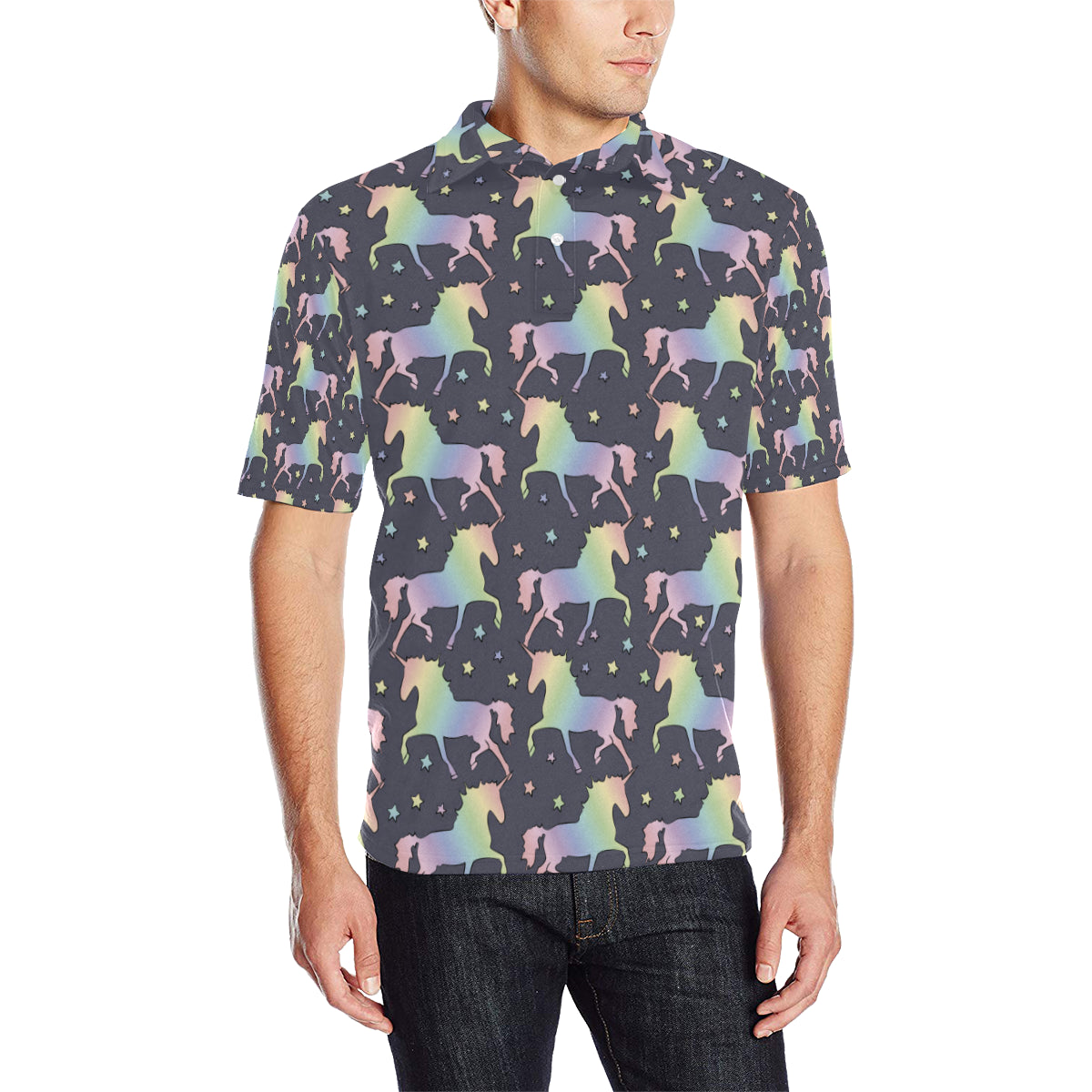 Rainbow Pattern Print Design A05 Men Polo Shirt