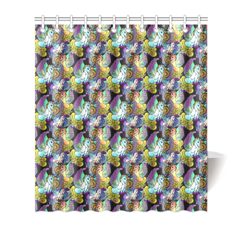 Unicorn With Wings Print Pattern Shower Curtain