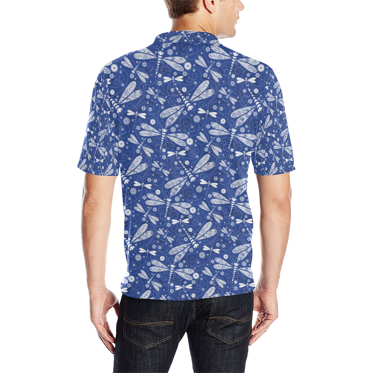 Dragonfly Pattern Print Design 03 Men Polo Shirt