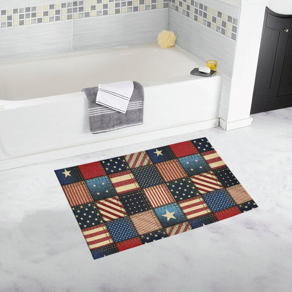 American flag Patchwork Design Bath Mat