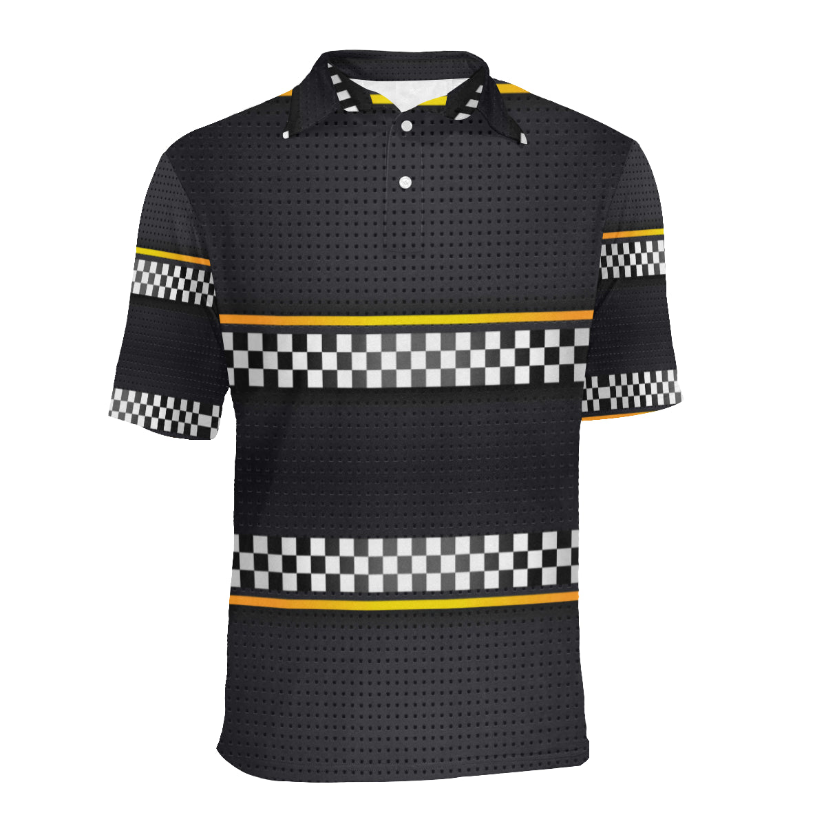 Checkered Flag Yellow Line Style Men Polo Shirt