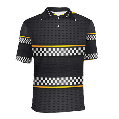 Checkered Flag Yellow Line Style Men Polo Shirt