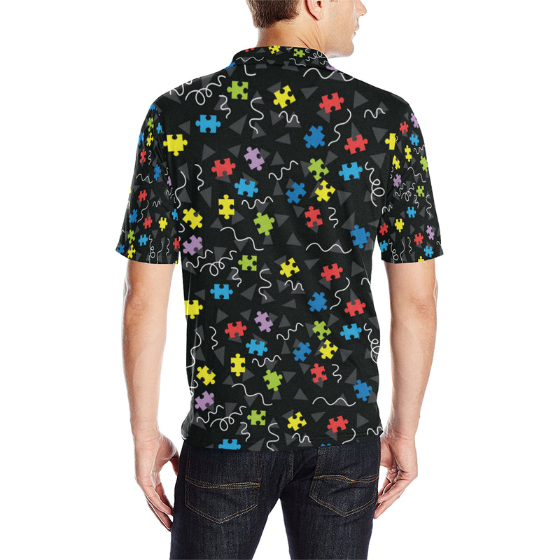 Autism Awareness Pattern Print Design 01 Men Polo Shirt