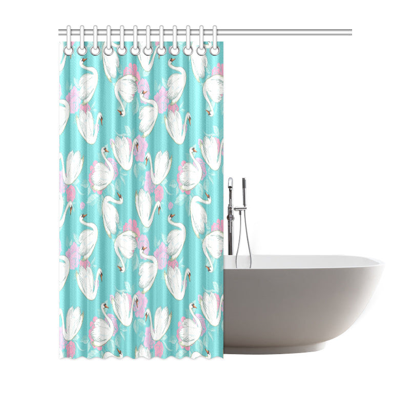 Swan Pattern Print Design 03 Shower Curtain