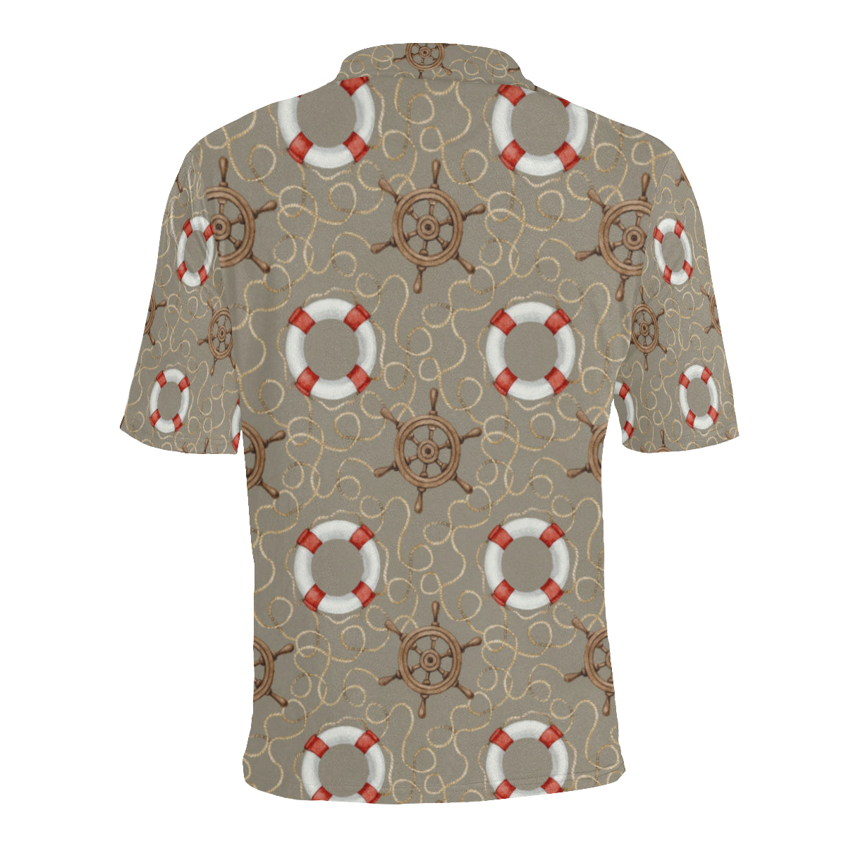 Nautical Pattern Print Design A02 Men Polo Shirt