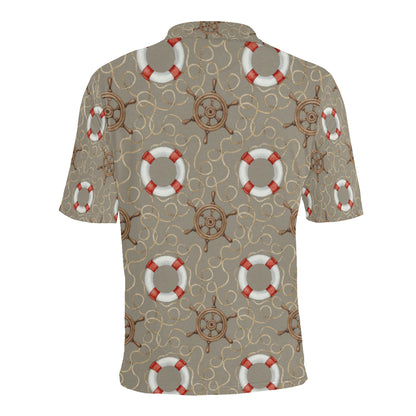 Nautical Pattern Print Design A02 Men Polo Shirt