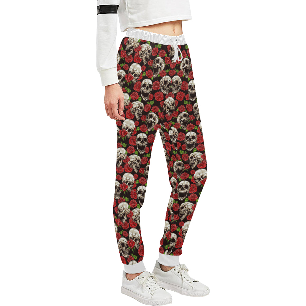 Skull Roses Design Themed Print Unisex Sweatpants