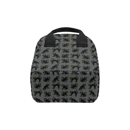 Black Cat Cute Print Pattern Insulated Lunch Bag