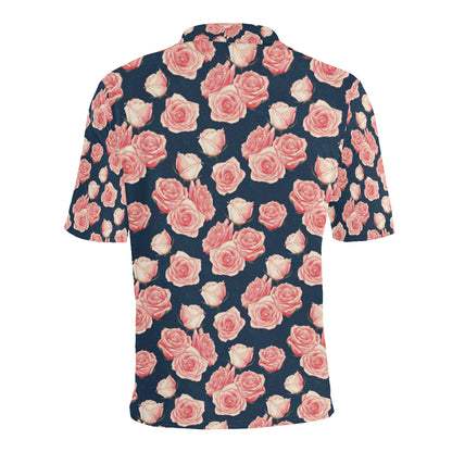 Rose Pattern Print Design A03 Men Polo Shirt