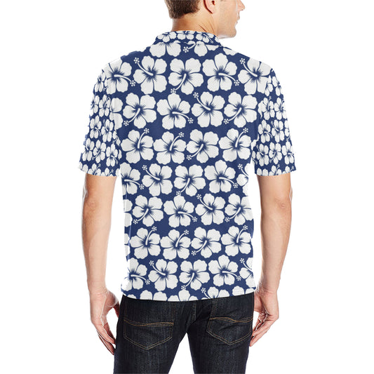 Hibiscus Pattern Print Design HB013 Men Polo Shirt