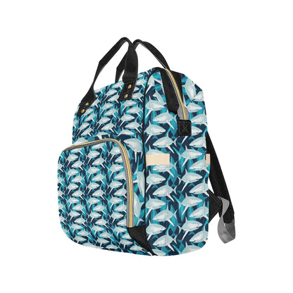 Shark Design Print Diaper Bag Backpack
