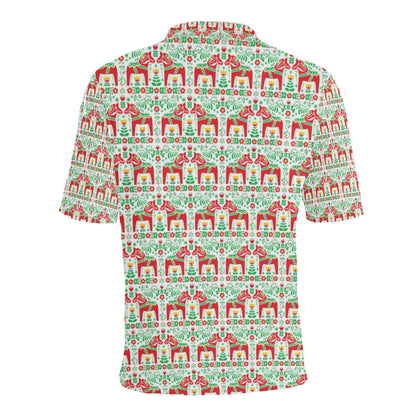 Swedish Dala Style Pattern Men Polo Shirt
