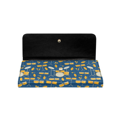 Drum Set Pattern Print Design 03 Women's Trifold Wallet