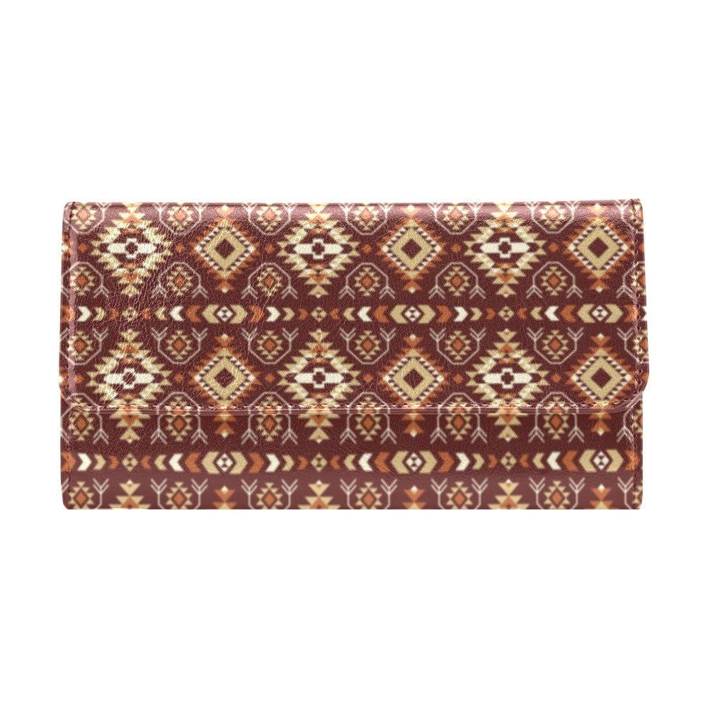 Navajo Native Color Print Pattern Women's Trifold Wallet