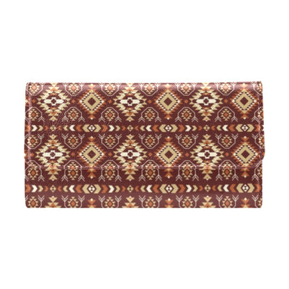 Navajo Native Color Print Pattern Women's Trifold Wallet