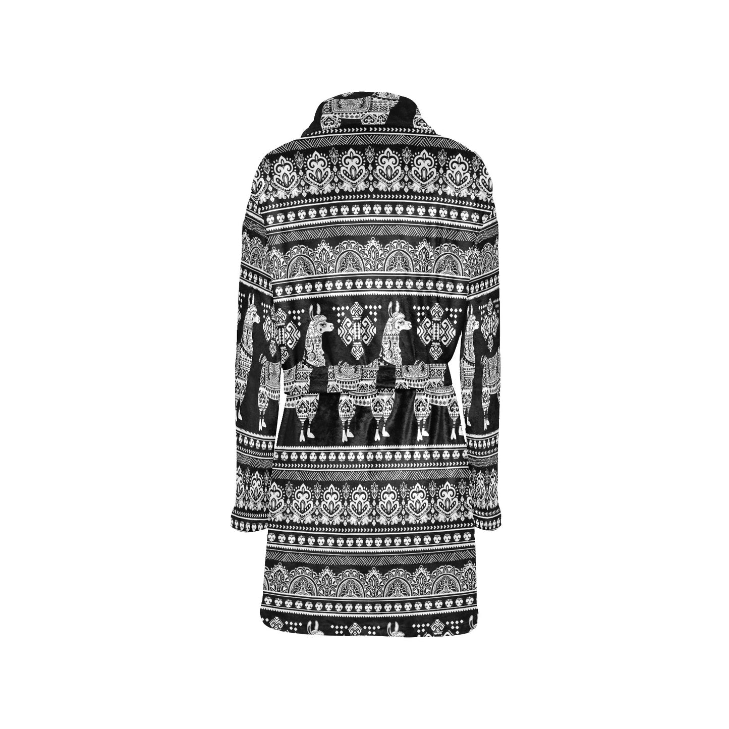Llama Aztec Style Pattern Print Design 01 Women's Fleece Robe