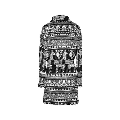 Llama Aztec Style Pattern Print Design 01 Women's Fleece Robe