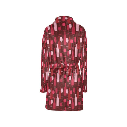 Wine Print Design LKS304 Women's Fleece Robe
