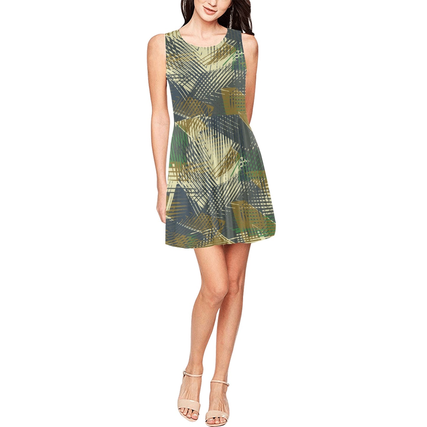 Military Camouflage Pattern Print Design 01 Sleeveless Dress