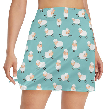 Sheep Print Design LKS406 17" Golf & Pickleball Skort with Pockets