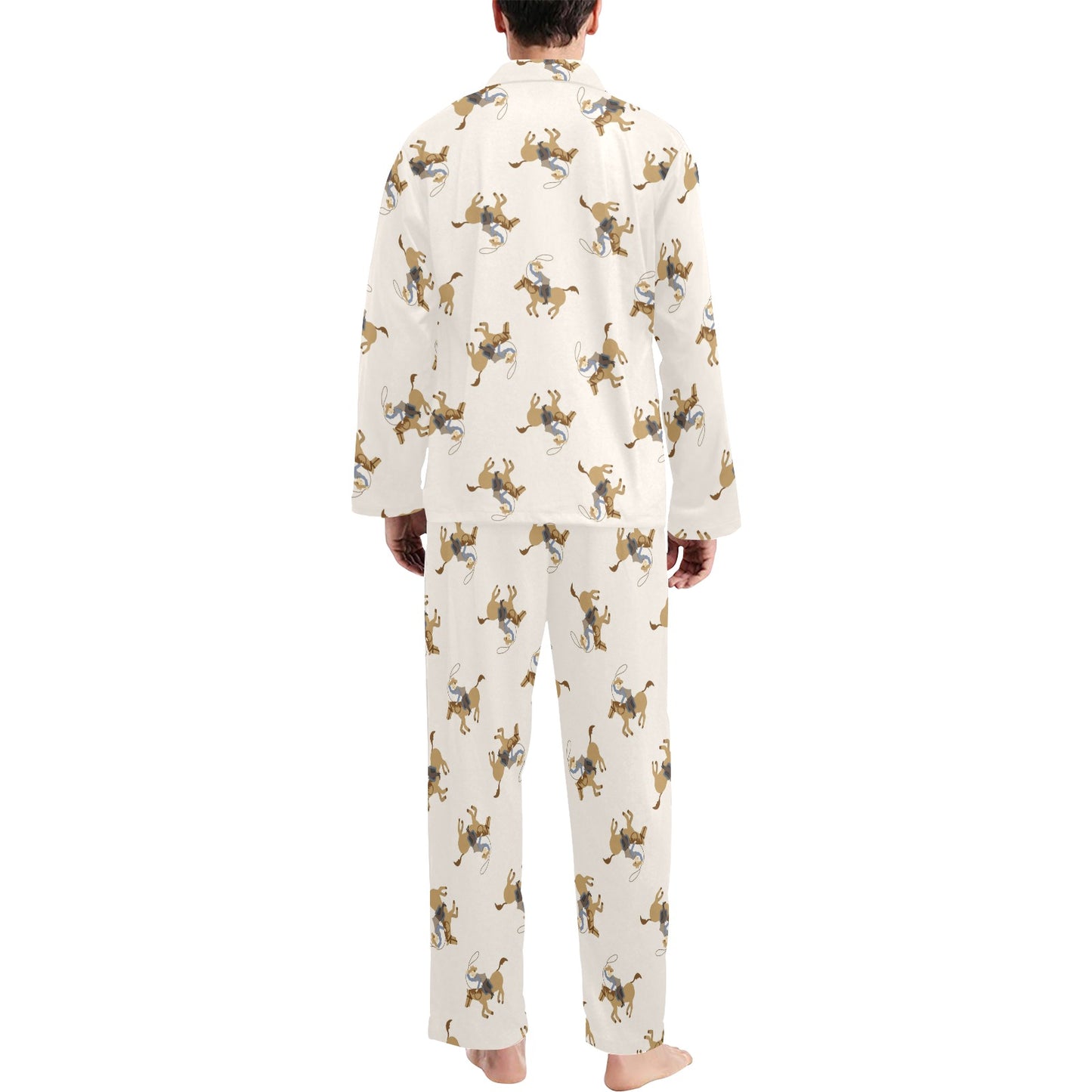 Cowboy Pattern Print Design 01 Men's Long Pajama Set